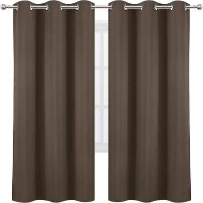 LEMOMO Chocolate Brown Thermal Blackout Curtains/42 x 72 Inch/Set of 2 Panels - Image 2