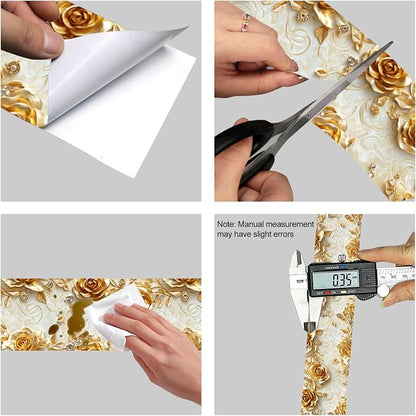 HOMETITUTE Wallpaper Border Peel and Stick Baroque Gold Texture Decorative Wall - Image 8