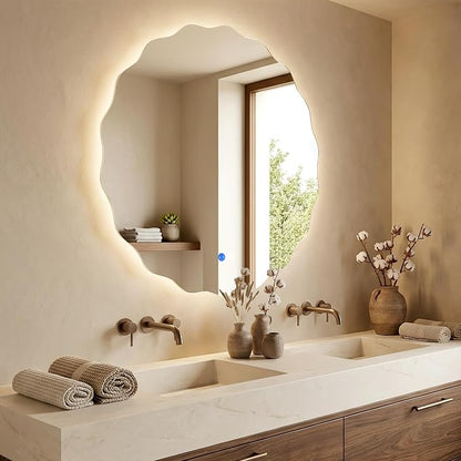 Dorlicecass Round Led Bathroom Mirror- 32" Wavy Vanity Mirror - Image 3