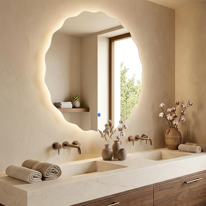 Dorlicecass Round Led Bathroom Mirror- 24" Wavy Vanity Mirror - Image 3