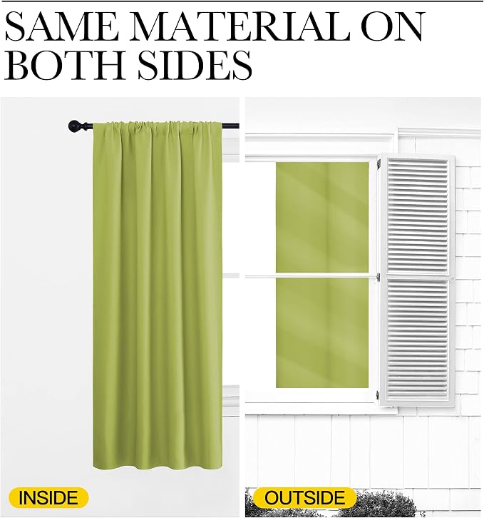 NICETOWN Living Room Curtains, Fresh Green, 1 Pair, 70 x 84-inch, Home - Image 5