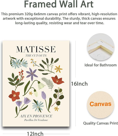 HesenDot 16x12IN Matisse Wall Art, Framed Canvas Bathroom Wall Art Pictures - Image 4