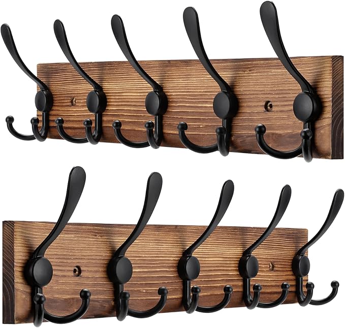 Kuhome 2pcs Coat Rack Wall Mount Wooden Hat Rack by Kuhome