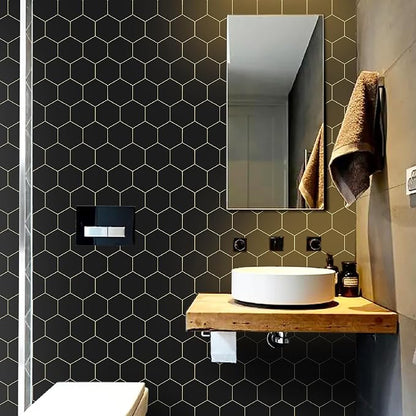 Black and Gold Wallpaper Geometric Peel and Stick Wallpaper - Image 4