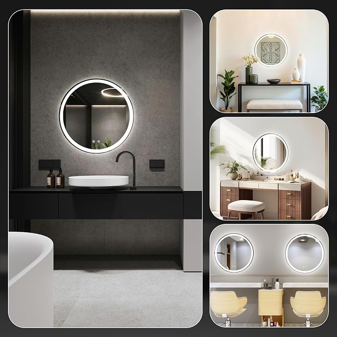 DUMOS 28 Inch Round LED Bathroom Mirror - Image 8