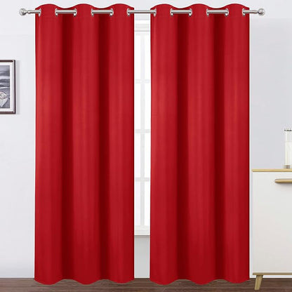 LEMOMO Blackout Curtains 38 x 84 inch/Bright Red Curtains Set of 2 by Lemomo
