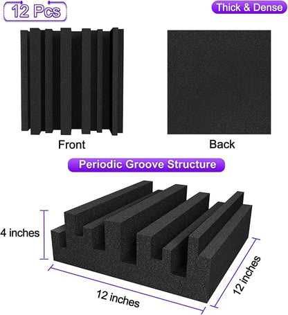 TroyStudio Thick Acoustic Foam Panels, Dense Soundproof Padding Tile, Recording - Image 2