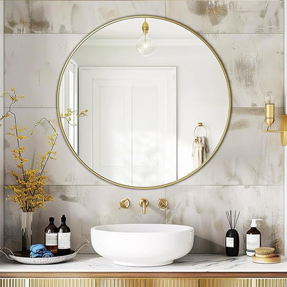 Gold Round Mirror 16 inch, Round Bathroom Mirror, Wall Mirrors - Image 6