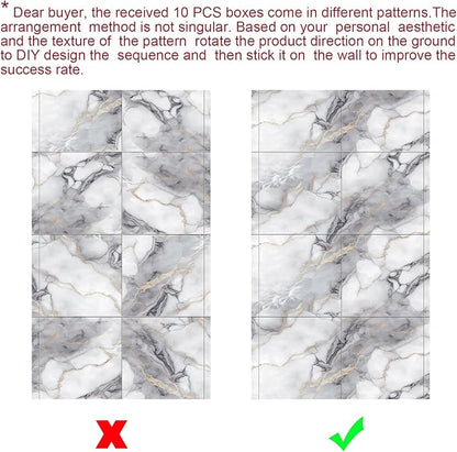 10pcs Marble Peel and Stick Waterproof Wall Panels, Heat-Resistant Backsplash - Image 8