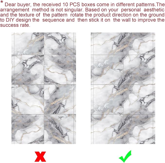 Chejiaye 10pcs Marble Peel and Stick Backsplash Waterproof Washroom Wall Panels - Image 6