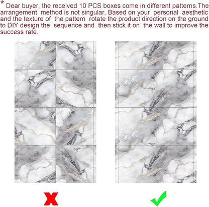 Chejiaye 10pcs Marble Peel and Stick Backsplash Waterproof Washroom Wall Panels - Image 6
