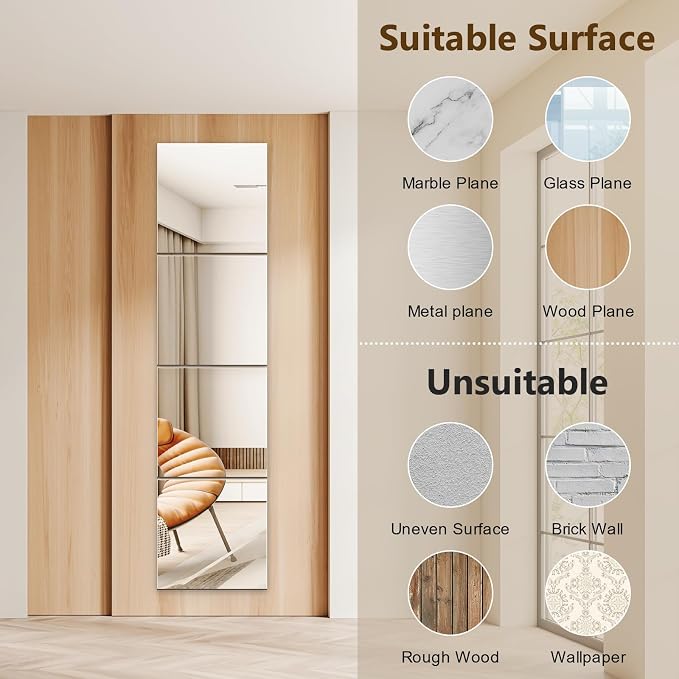 Full Length Mirror Tiles, 12x12 Inch Unbreakable Acrylic Squares - Image 3