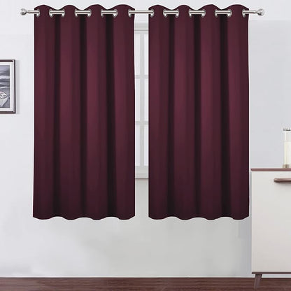 LEMOMO Burgundy Red Blackout Curtains 66 x 63 Inch Length/Set of 2 Curtain by Lemomo