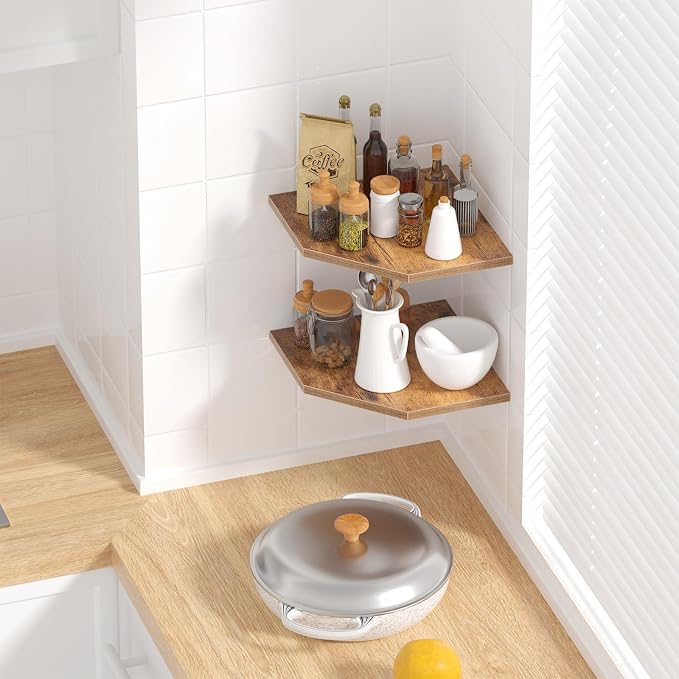JJL Corner Wall Shelf, 10.4 Inch Wooden Corner Shelves, Wall Mount Corner - Image 4