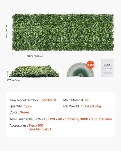 VEVOR Artificial Grass Wall Panels, 40 x 120 inch, Milan Grass Greenery Boxwood - Image 7