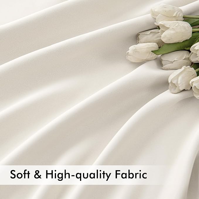 MIULEE Ivory Back Tab Blackout Curtains 84 Inch Length 2 Panels Set - Image 6