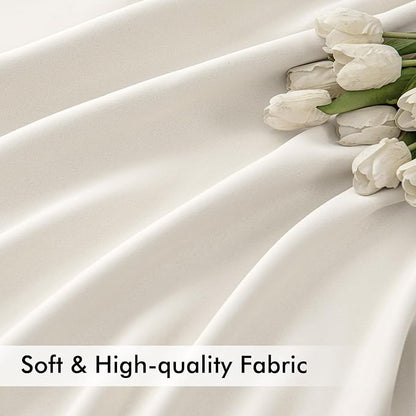 MIULEE Ivory Back Tab Blackout Curtains 120 Inch Long 2 Panels Set - Image 6