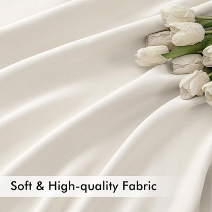 MIULEE Ivory Back Tab Blackout Curtains 72 Inches Long 2 Panels Set - Image 6