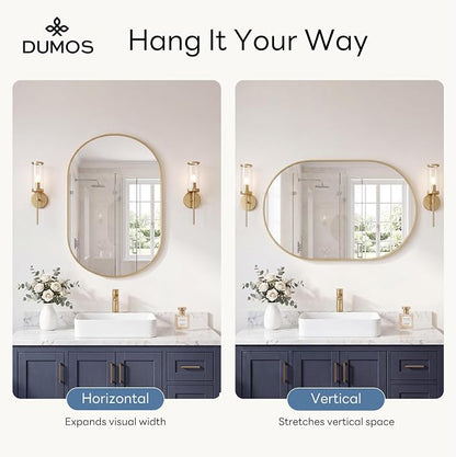 DUMOS 24" x 36" Oval Bathroom Mirror, Tempered Glass, Morden Vanity Mirror - Image 4