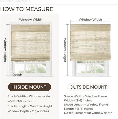 TWOPAGES Woven Bamboo Cordless Roman Shades, Custom No Drill or Motorized Blinds - Image 6