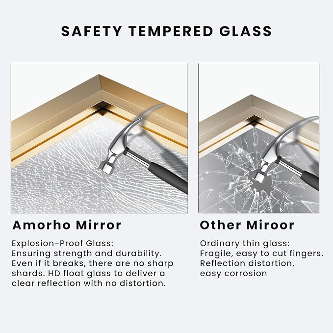 Amorho 50x36 Inch Bathroom Mirror, Wall-Mounted Mirrors Perfect - Image 3