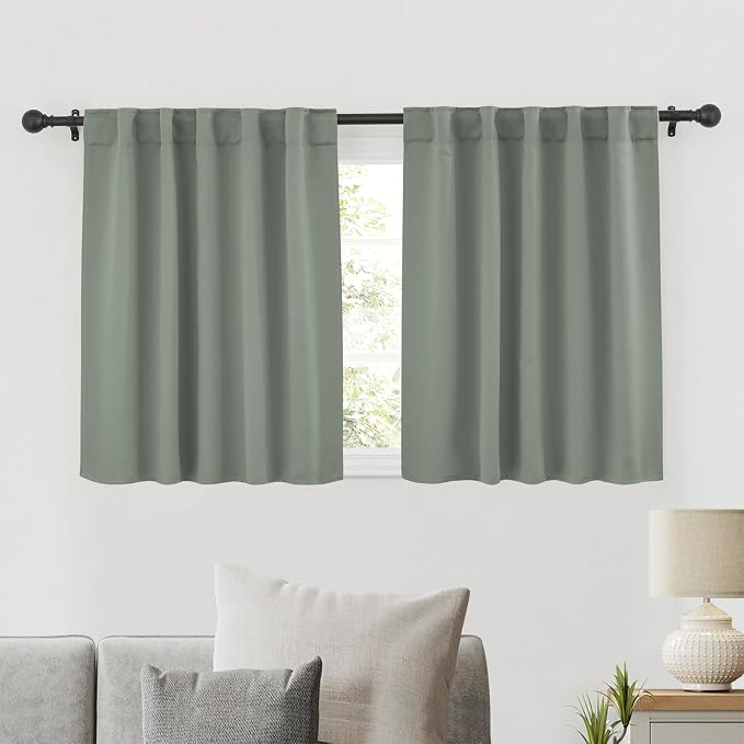 RYB HOME Short Curtains for Bedroom Kitchen, Vertical Room Darkening Drapes by RYBHOME
