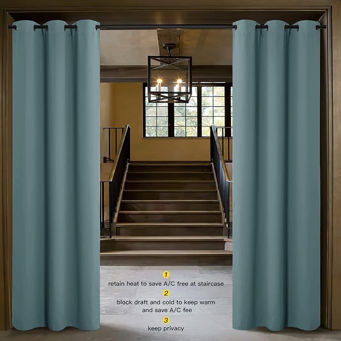 NICETOWN Greyish Green Doorway Curtain Privacy, Door Cover Curtain, Sound - Image 2