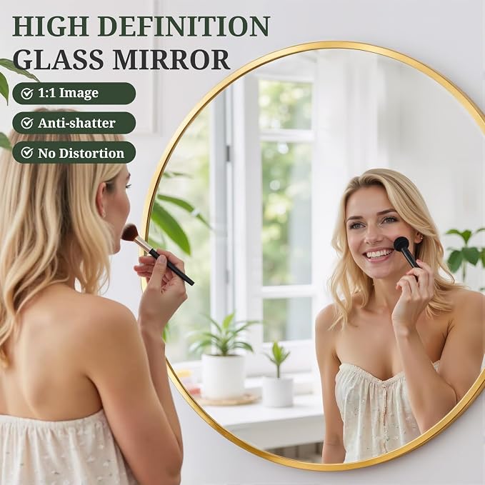 Round Wall Mirror 30 Inch Gold Vanity Mirror - Image 3