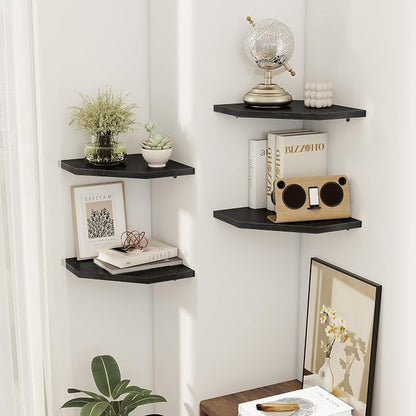Corner Shelves 4-Pack for Bathroom & Kitchen, Space-Saving Floating Corner Wall - Image 6