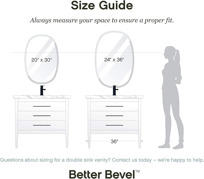Better Bevel 20" x 30" Frameless Oblong Oval Mirror | 1" Beveled Edge | - Image 6