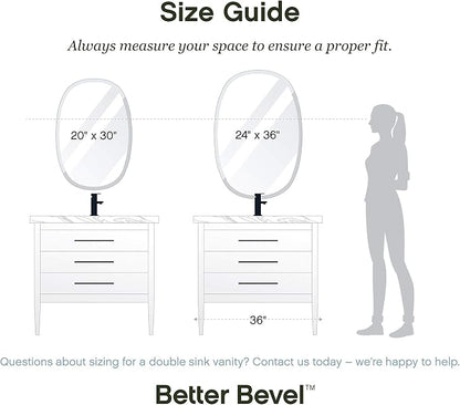 Better Bevel 20" x 30" Frameless Oblong Oval Mirror | 1" Beveled Edge | - Image 6