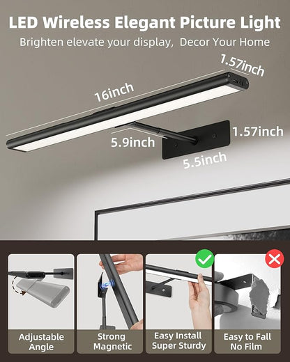 EZVALO Picture Light for Wall, 4800mAh Rechargeable Wireless Remote Battery - Image 5
