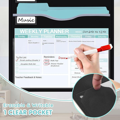 ALSLEA 8 Pockets Hanging Wall File Organizer 15" Extra Wide Pocket Chart - Image 4