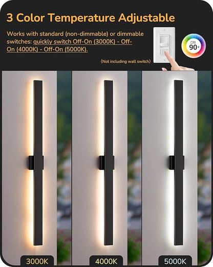 EDISHINE 47.2" LED Outdoor Wall Lights, 3CCT & 10%-100% Dimmable, IP65 - Image 4