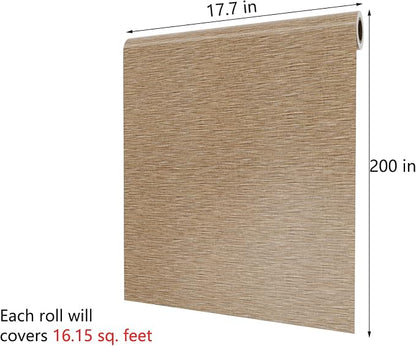 Decotalk Peel and Stick Grasscloth Wallpaper 200"x17.7" Brown Grasscloth - Image 7