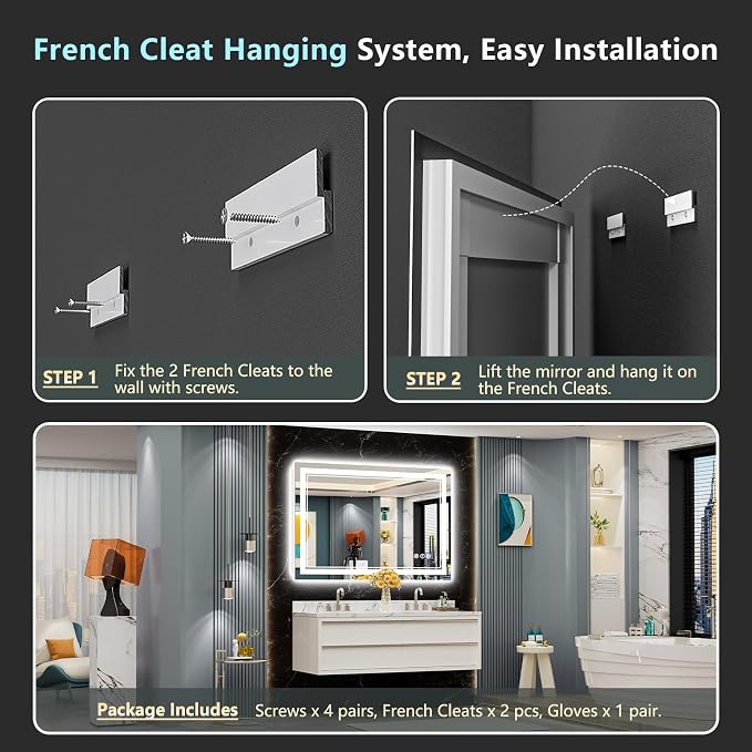 48x30 LED Bathroom Mirror with Lights, Backlit and Front Lit Anti-Fog Lighted - Image 9