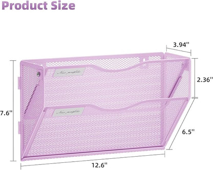 Marbrasse Wall File Holder 2-Tier Hanging Wall File Organizer, Mesh Mail Holder - Image 4