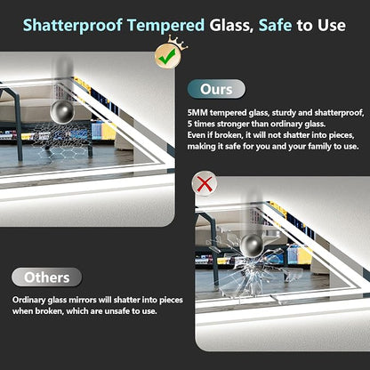 40x24 LED Bathroom Mirror with Lights, Backlit and Front Lit Anti-Fog Lighted - Image 7