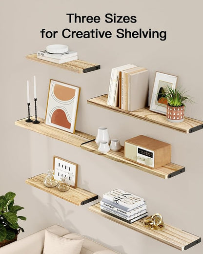 AMADA HOMEFURNISHING Long Wall Shelves, Rustic Farmhouse Style, Wood Floating - Image 4