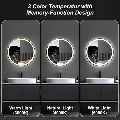 DUMOS 24 Inch Round LED Bathroom Mirror - Image 6