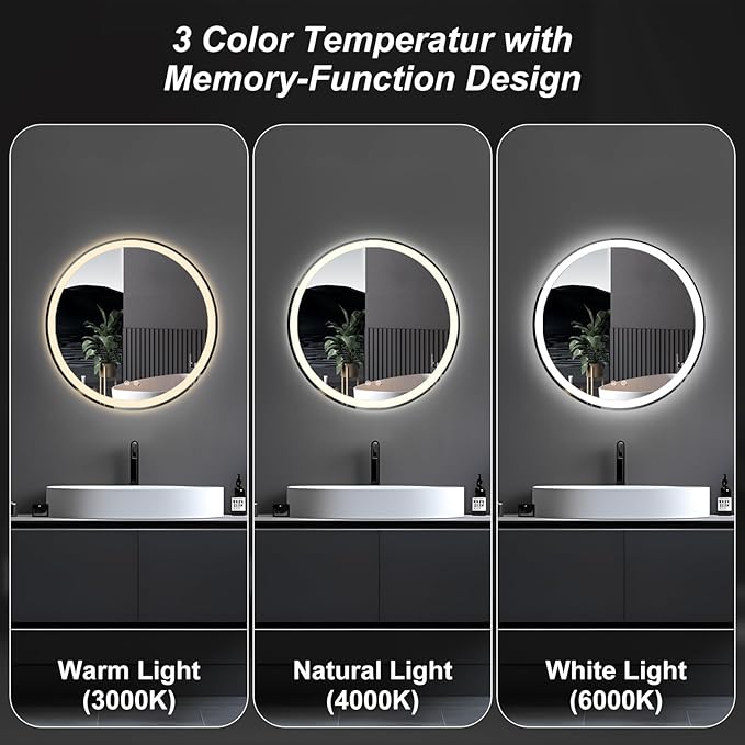 Sweetcrispy 24 Inch Round LED Bathroom Mirror - Image 5