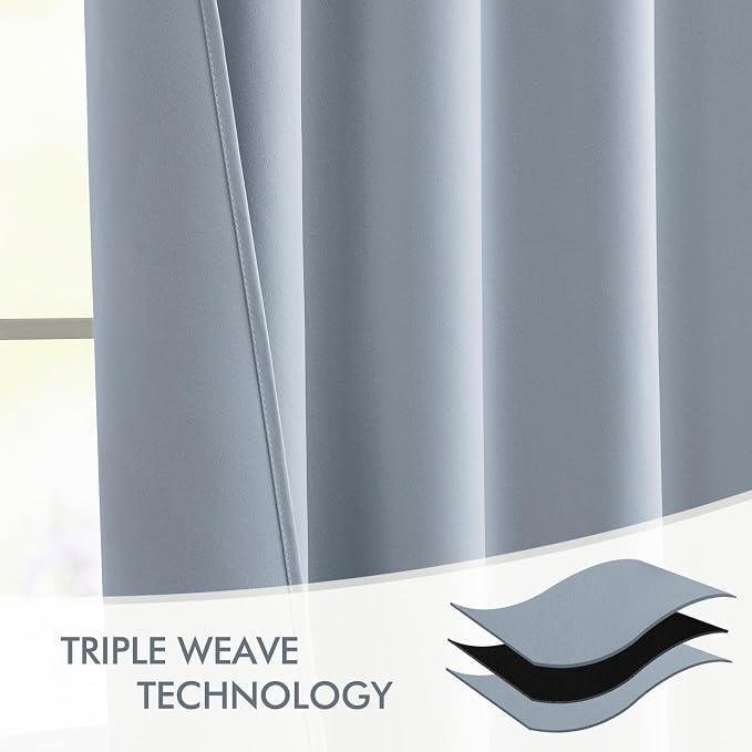 MIULEE Light Blue Back Tab Blackout Curtain 96 Inch Long 2 Panels Set - Image 7