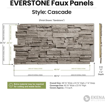 Ekena Millwork 48 5/8"W x 24 3/4"H x 1 1/4"D Cascade Stacked Stone, StoneWall - Image 2