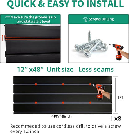 FRAYSCENT Slat Wall Paneling Garage Slat Wall Storage Systems Slatwall Panels - Image 6