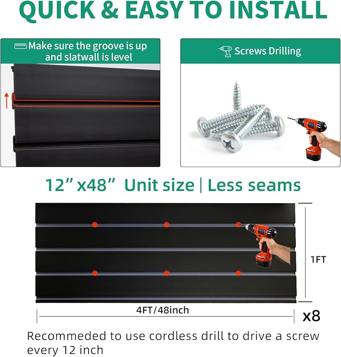 FRAYSCENT Slat Wall Paneling Garage Slat Wall Storage Systems Slatwall Panels - Image 5