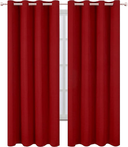 LEMOMO Red Curtains 52 x 84 Inch Long/Blackout Curtains Set of 2 Panels/Room - Image 2
