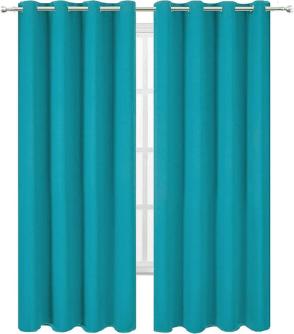 LEMOMO Blackout Curtains 66 x 95 inch/Teal Curtains Set of 2 Panels/Thermal - Image 2
