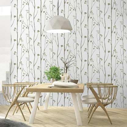 Timeet Green Leaf Wallpaper 16" x 197" Boho Floral Peel & Stick Removable - Image 4