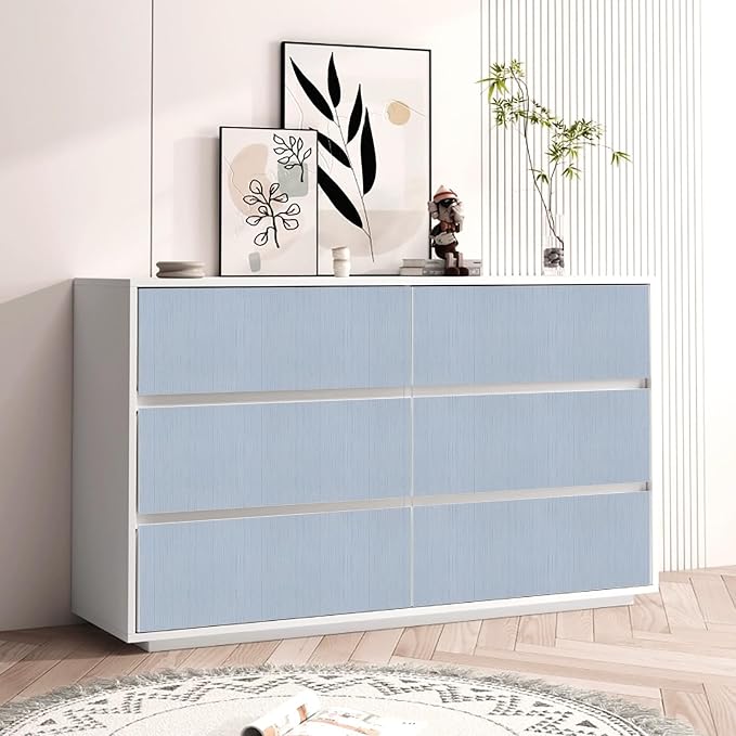 Blue Grasscloth Peel and Stick Wallpaper Texture Contact Paper A Set of 15.7" X - Image 2