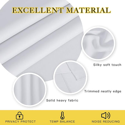 NICETOWN Greyish White Curtain for Bedroom, Room Darkening Solid Thermal - Image 4